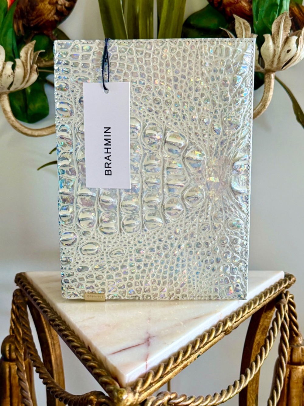 💎 Rare NWT Gorgeous Brahmin 💎 Reflect 💎 Silver Hologram Leather Journal 💎